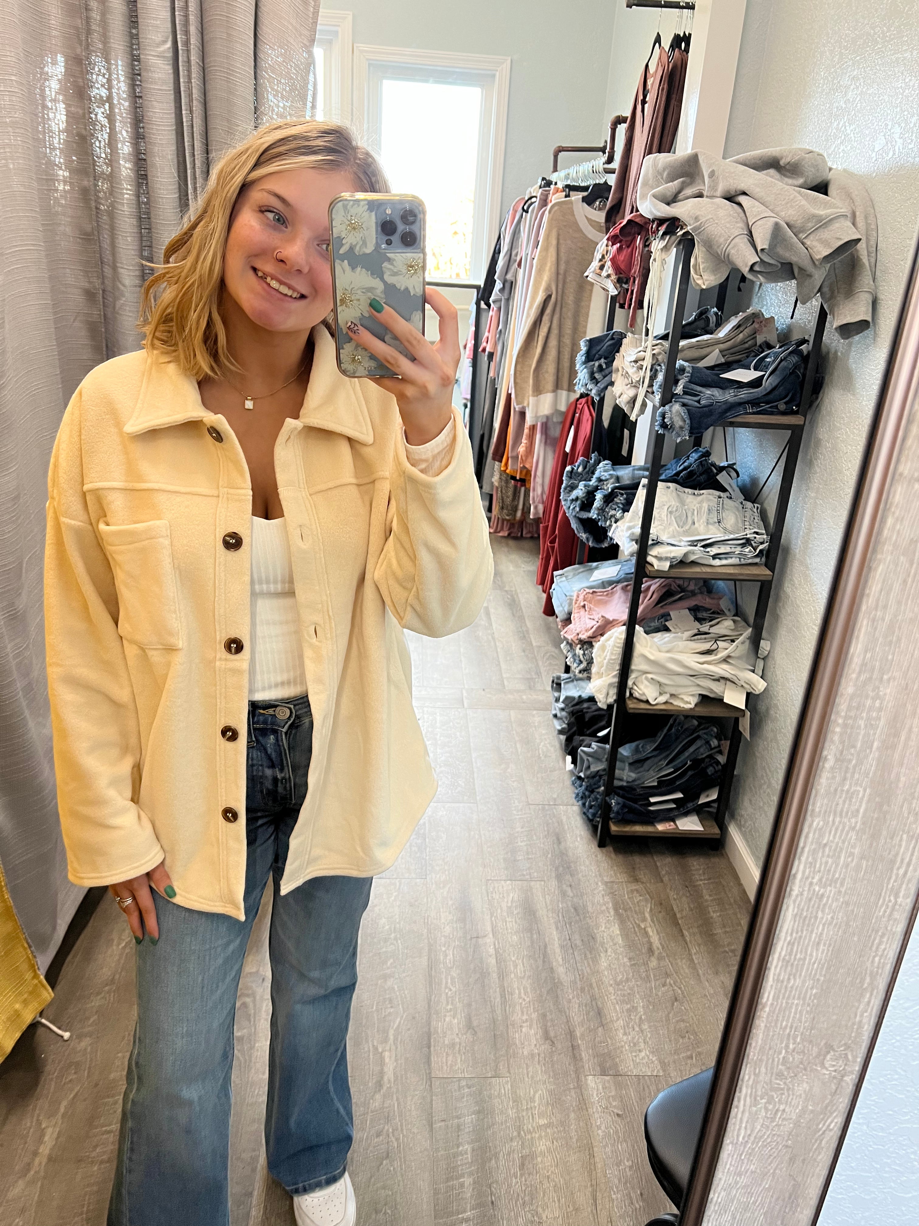 Get Down With The Button Down Shacket – Lane 109 Boutique