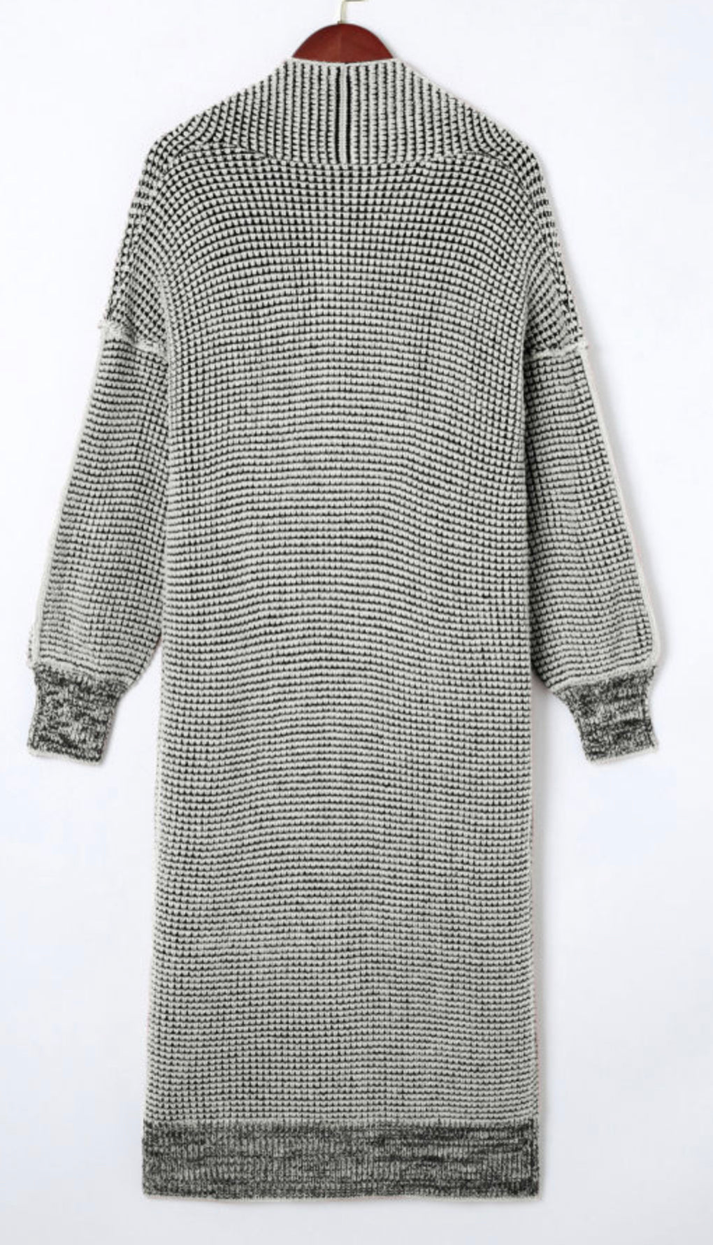 Gray Textured Knit Pocketed Duster