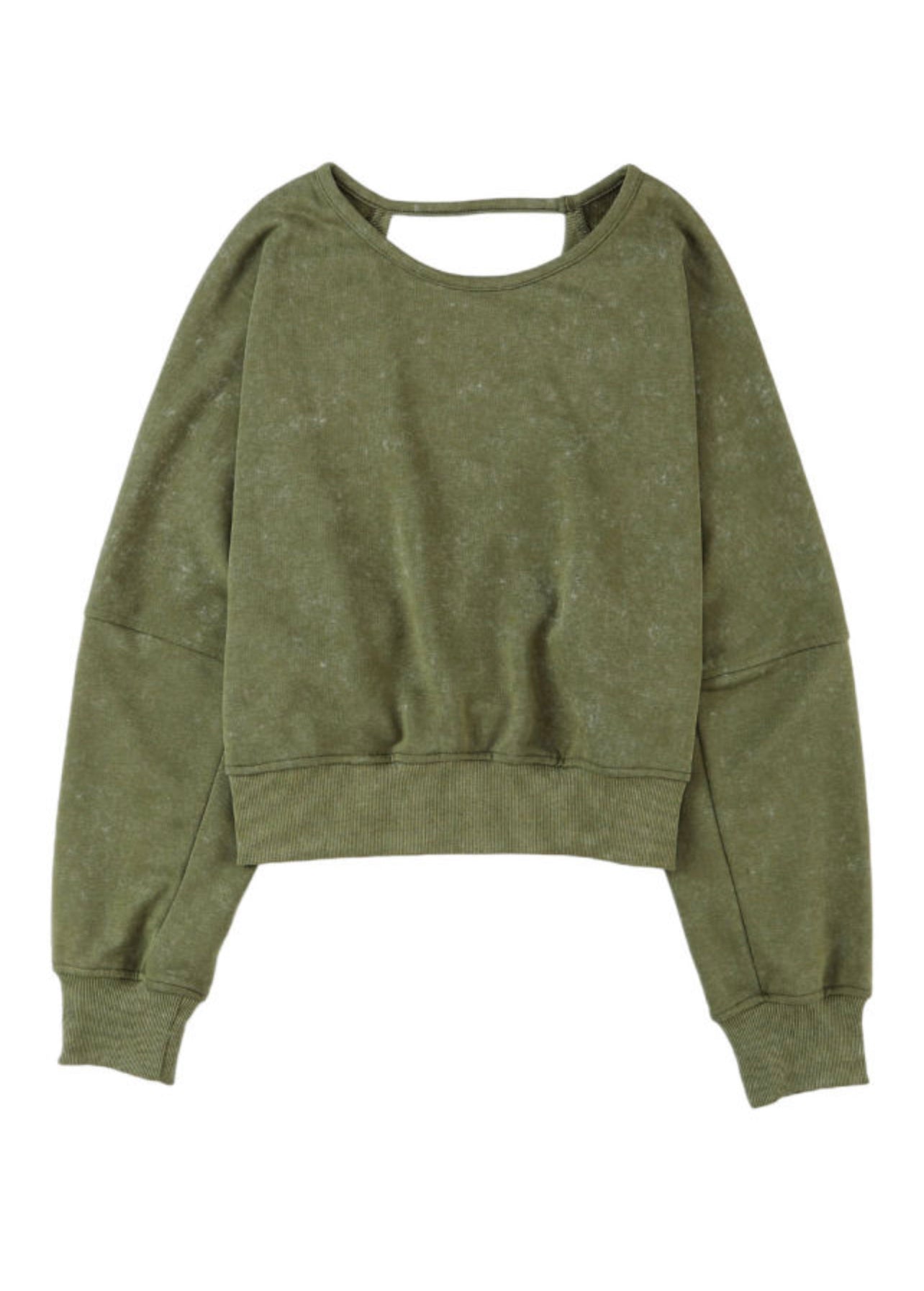 Acid Wash V-shape Open Back Sweatshirt