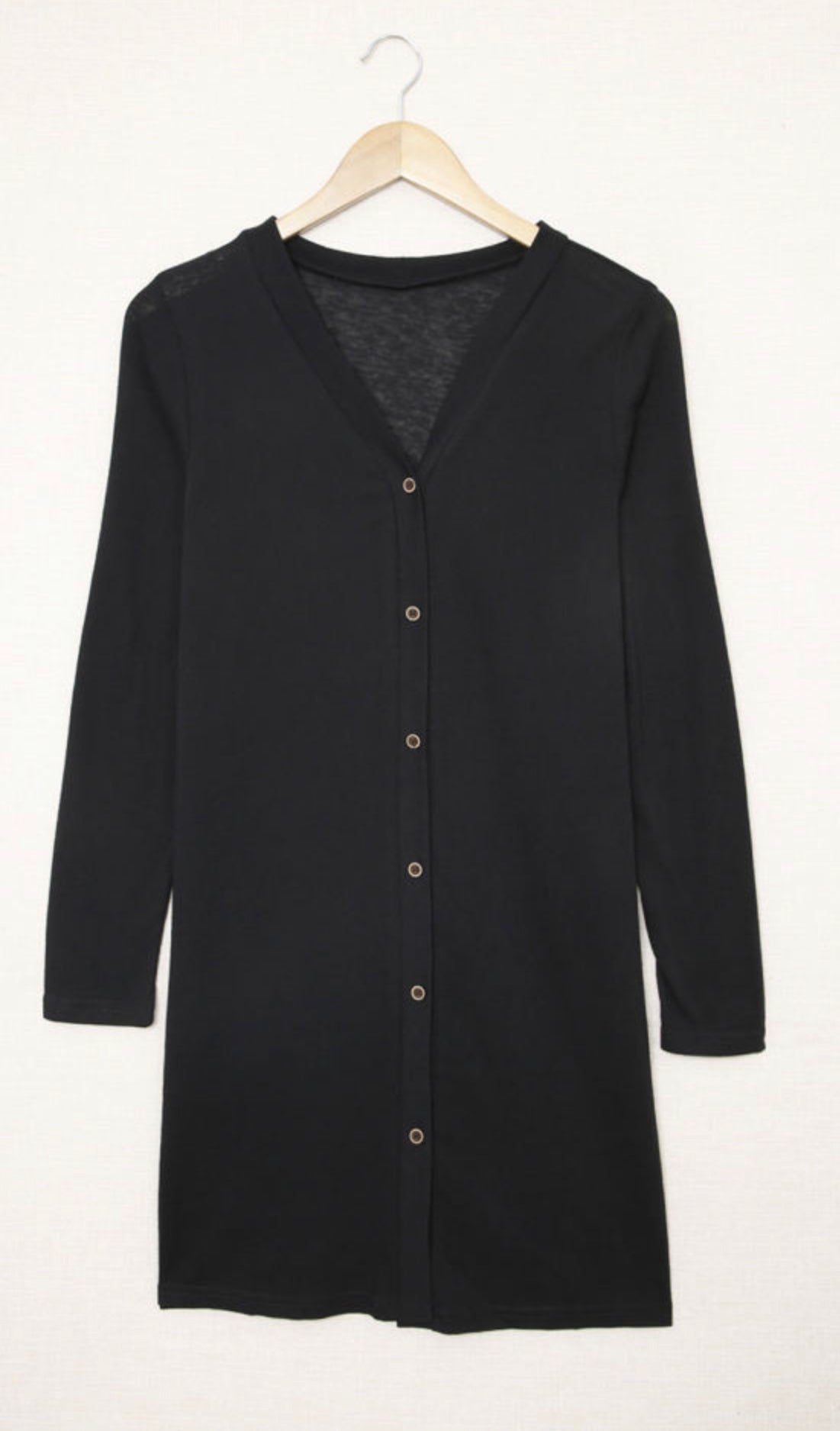 Solid Color Open-Front Buttons Cardigan