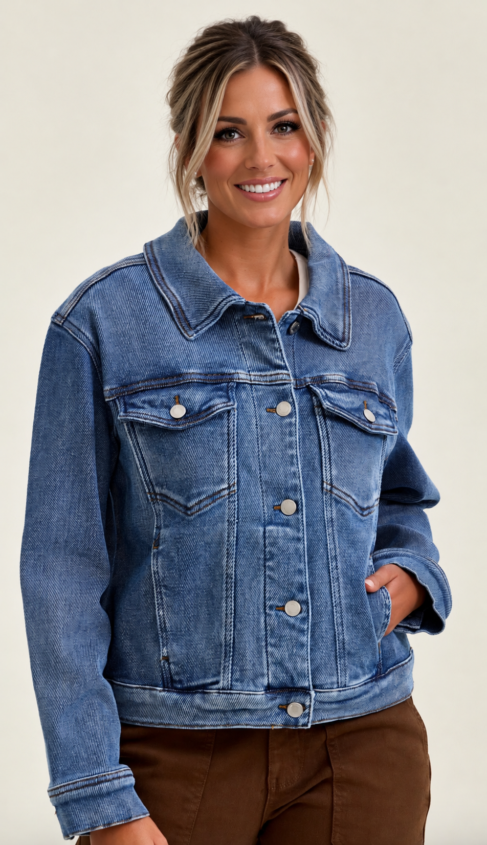 The Collins Cozy Knit Denim Jacket