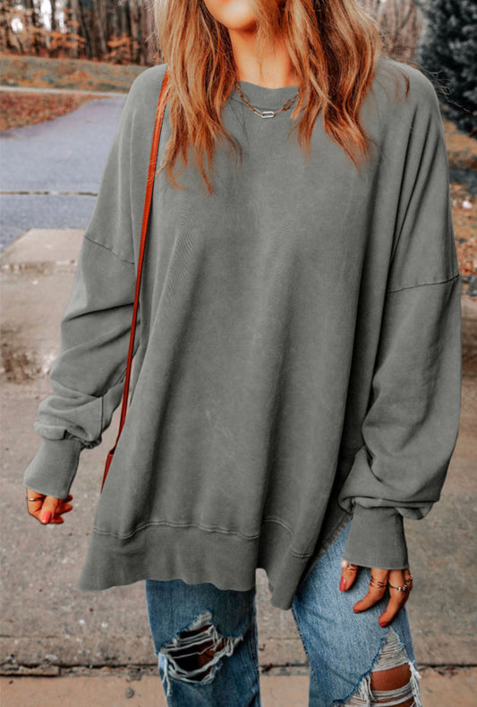 Drop Shoulder Ribbed Trim Oversized
Sweatshirt