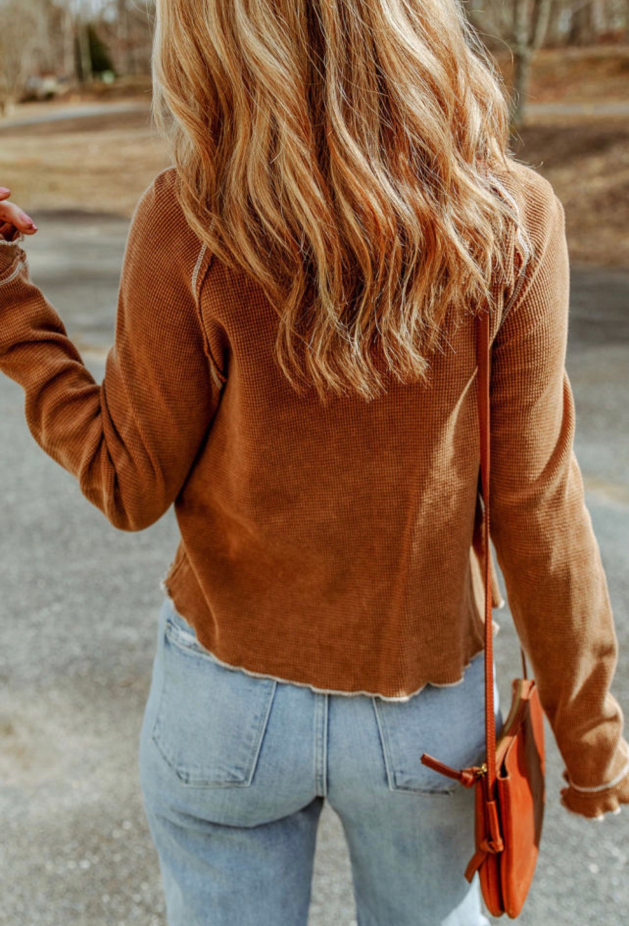 Textured Round Neck Long Sleeve Top