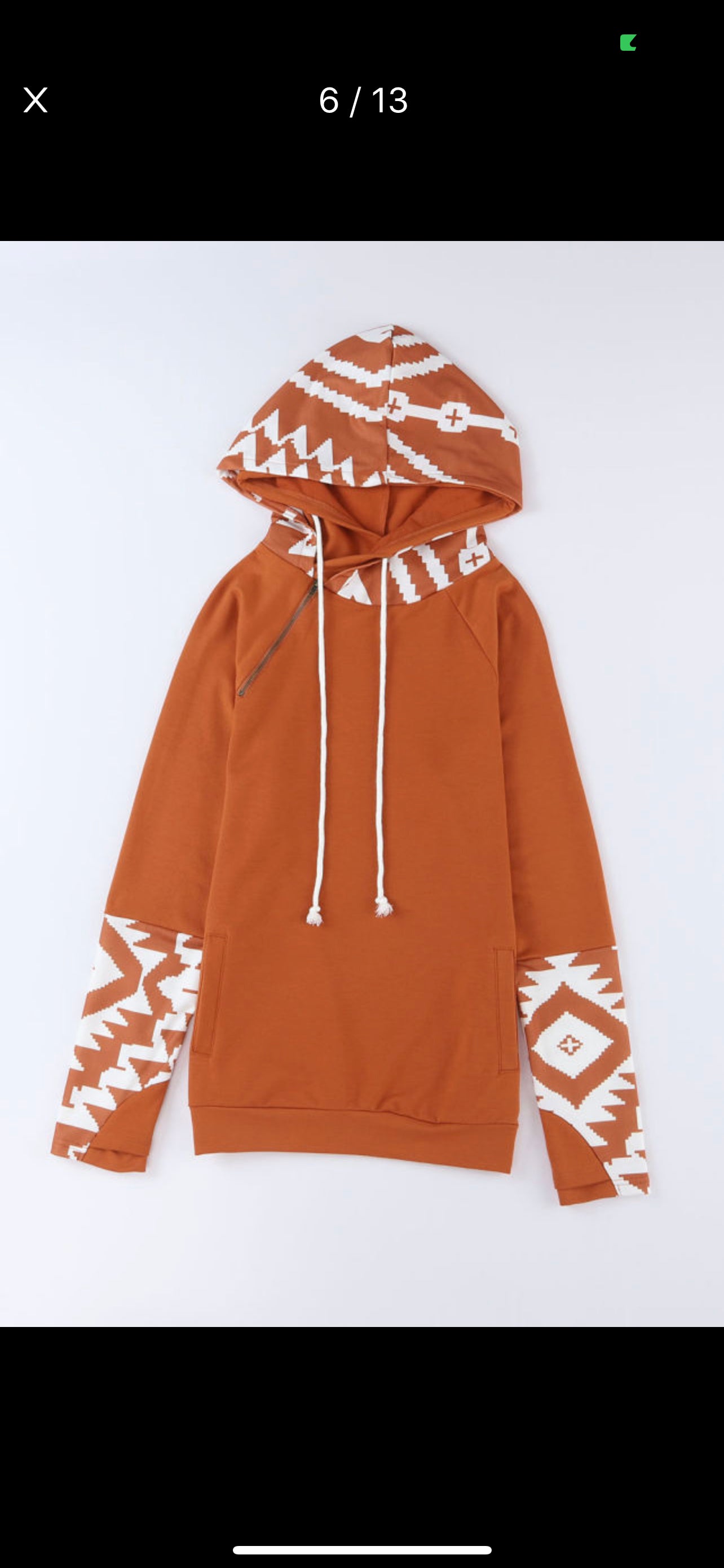 Aztec Print Patchwork Thumb Hole Hoodie