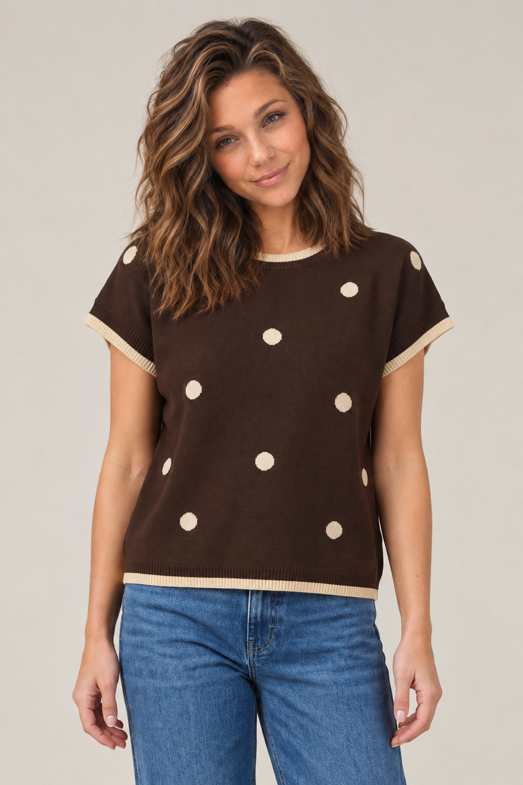 Mocha Dot Sweater Top