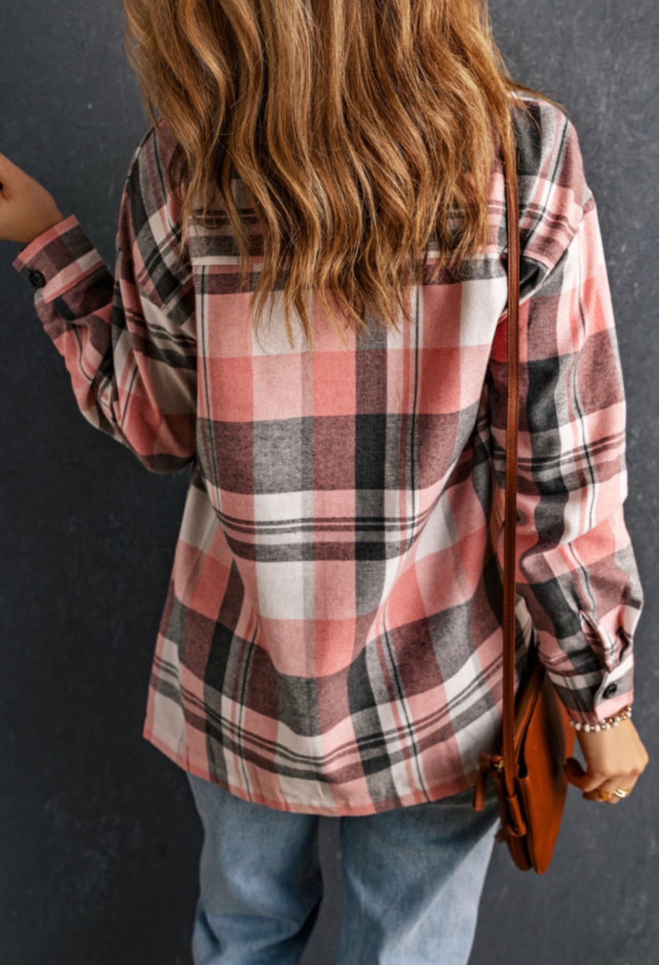 Pink Plaid Button Up Patch Pocket Shirt