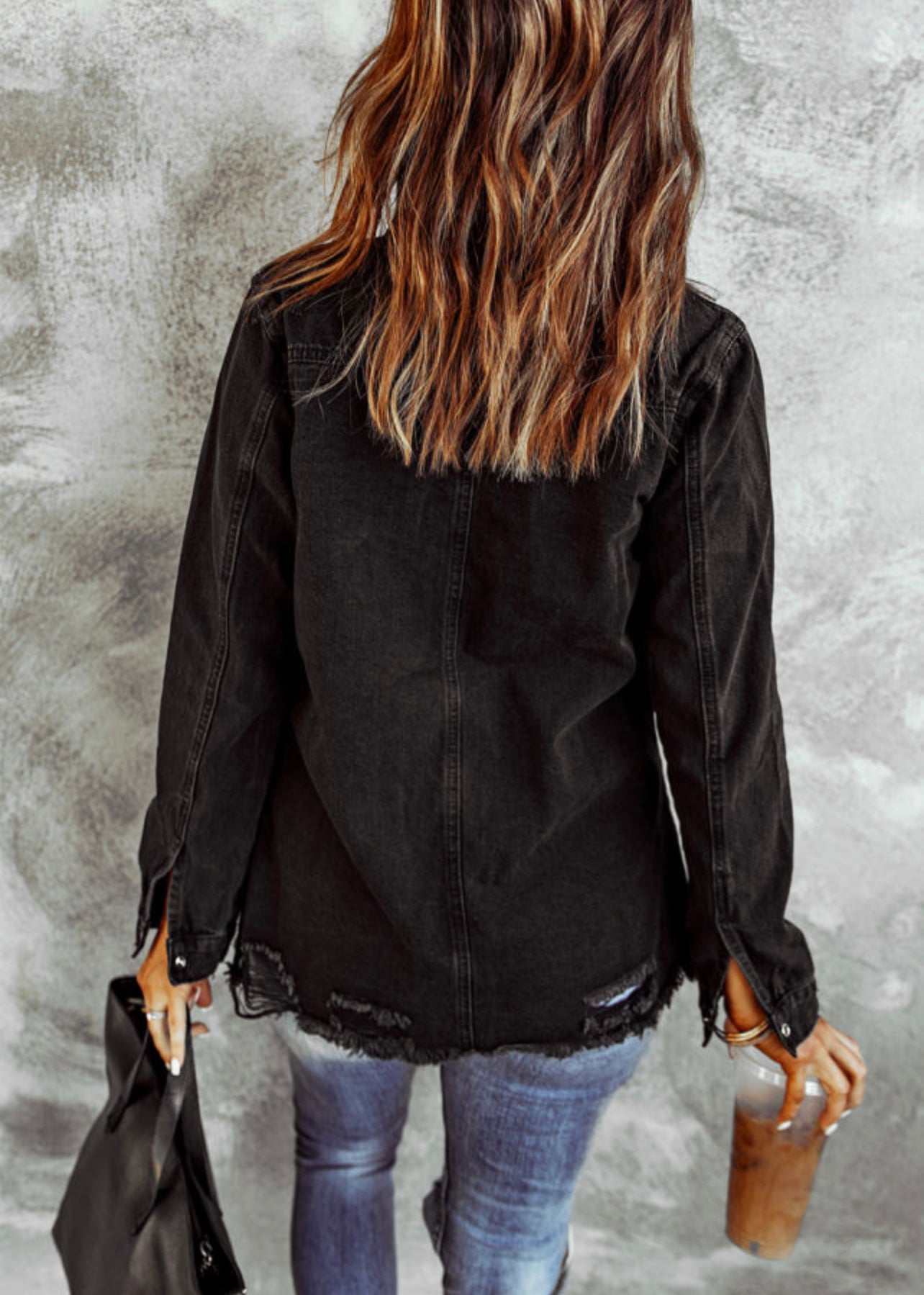 Black Ripped Denim Jacket