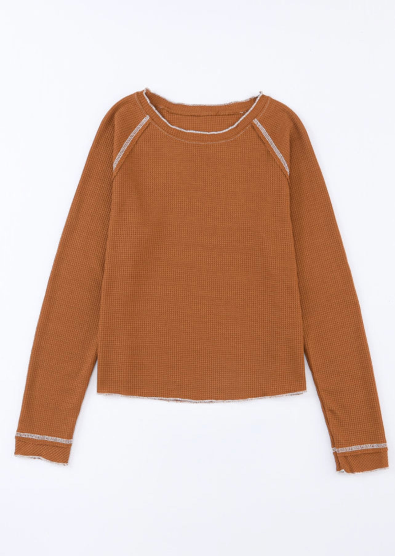 Textured Round Neck Long Sleeve Top