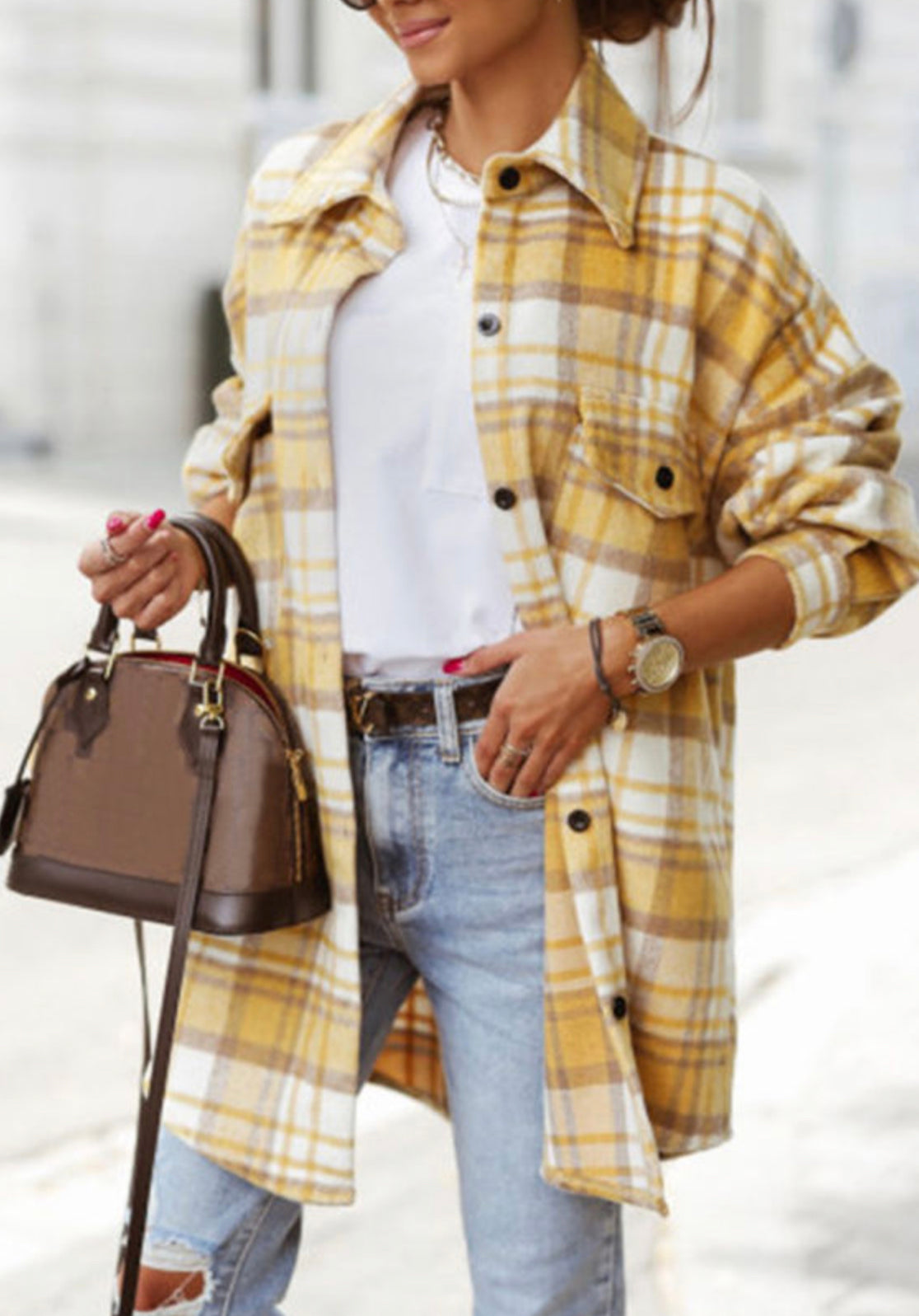 Yellow Plaid long shacket