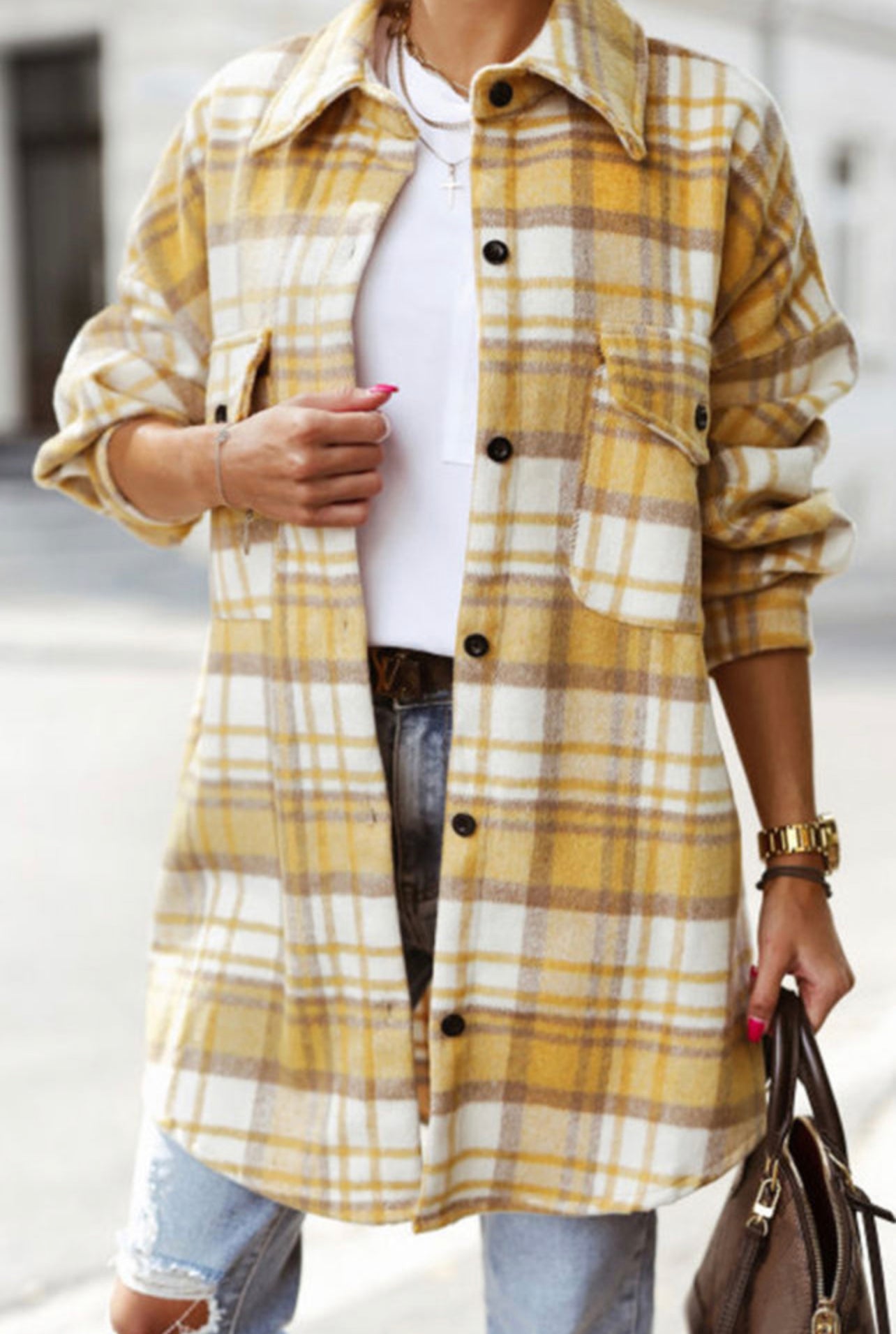 Yellow Plaid long shacket