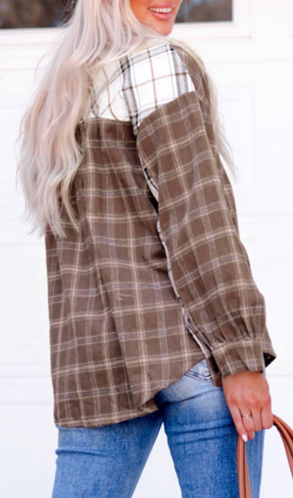 Brown Mixed Plaid Soft Oversized Shirt