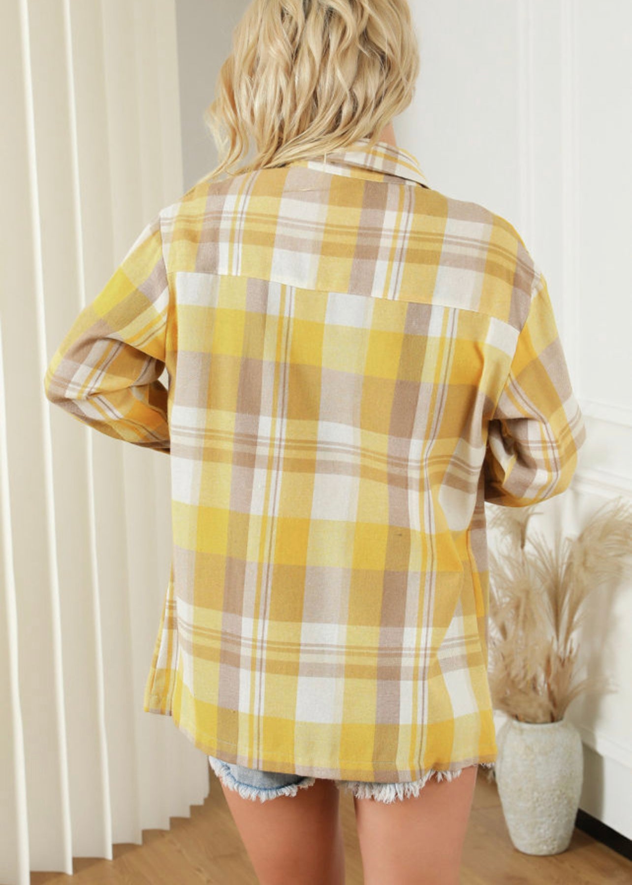 Yellow Plaid Button Up