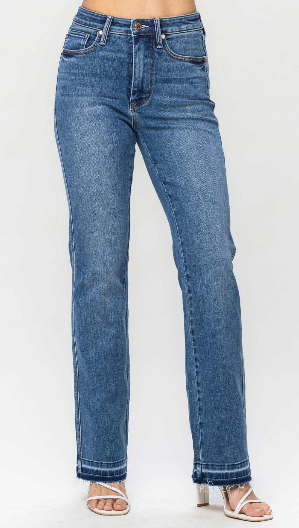 Judy Blue High Waist Control Top Release Hem Slim Boot