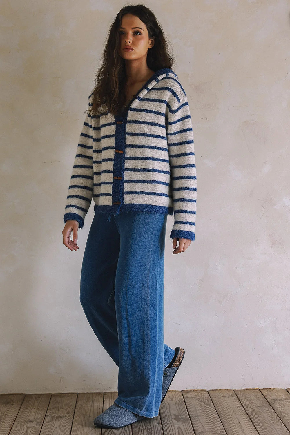 The Harbor & Haven Striped Hooded Cardigan