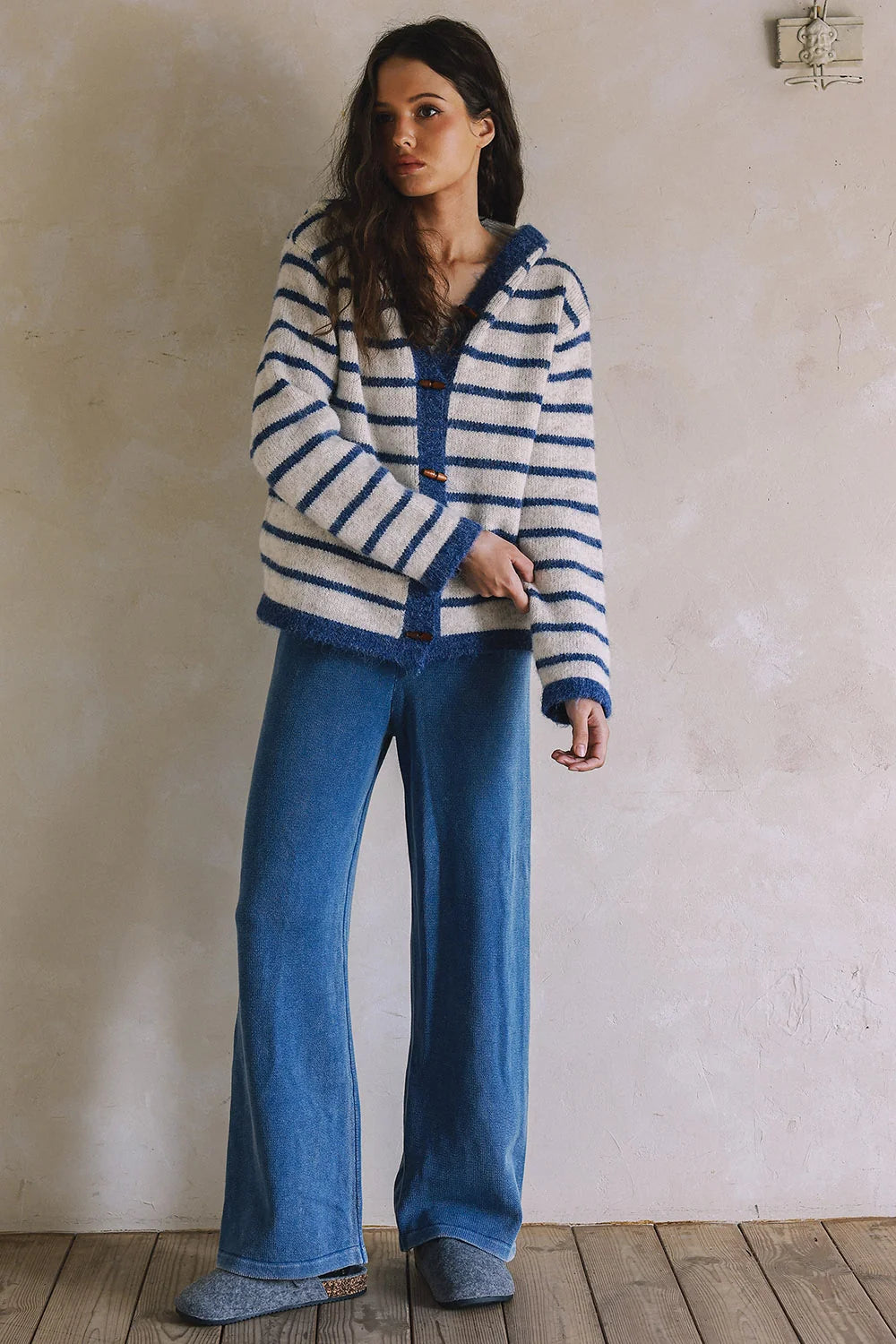 The Harbor & Haven Striped Hooded Cardigan