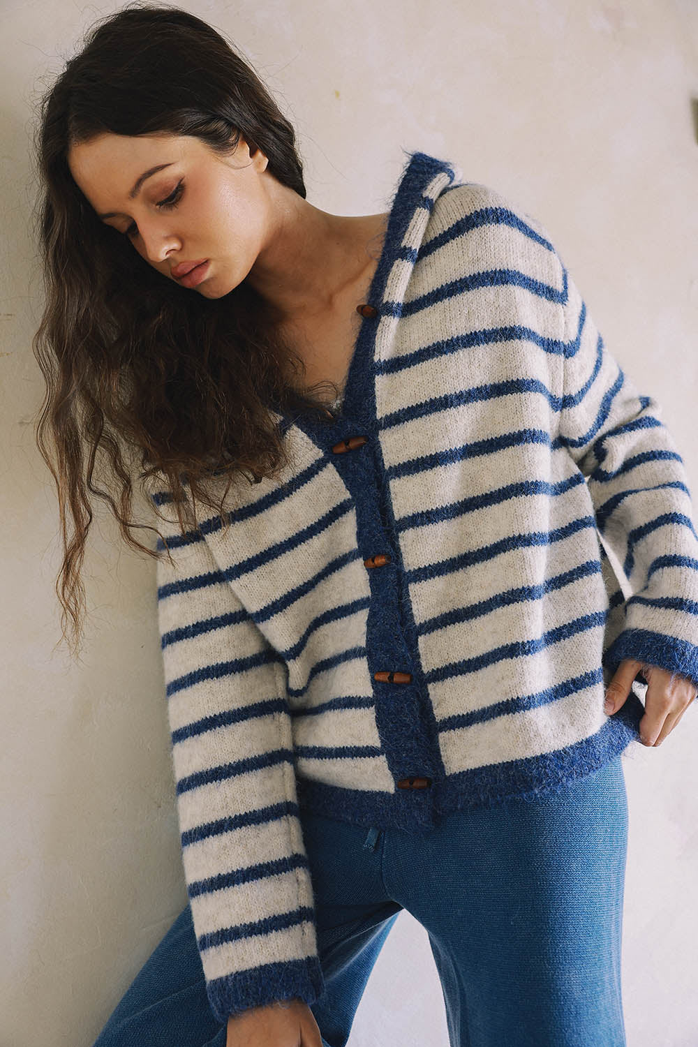 The Harbor & Haven Striped Hooded Cardigan