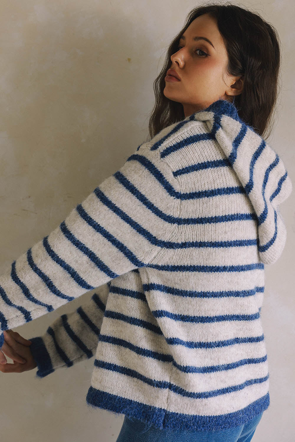 The Harbor & Haven Striped Hooded Cardigan