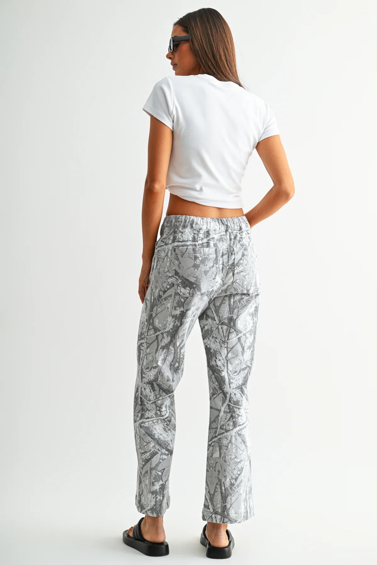 Frosted Camo High-Rise Wide Ankle Joggers