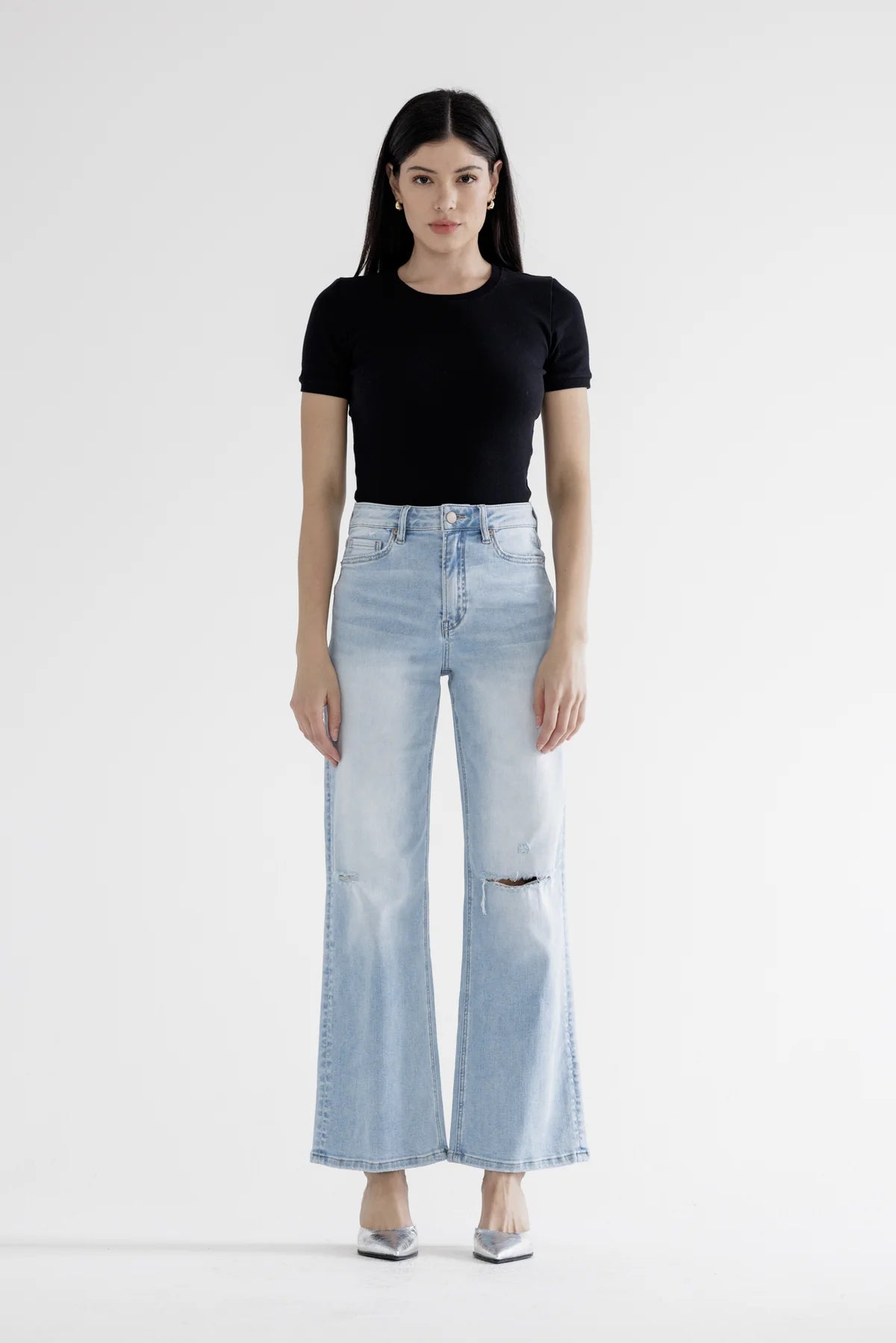 The Blake Super High-Rise Knee Slit Wide Leg Jeans