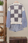 The Checkmate Denim Sleeve Cardigan