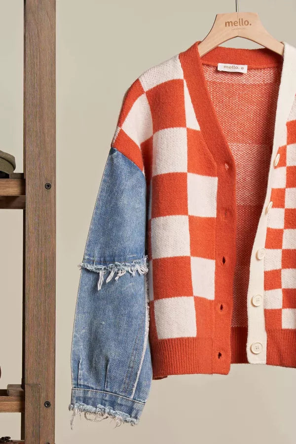 The Checkmate Denim Sleeve Cardigan
