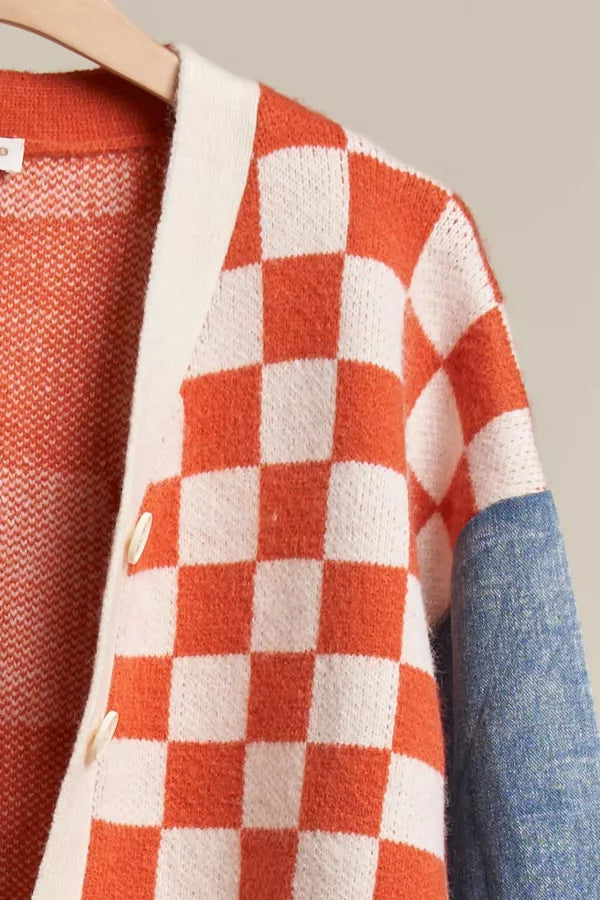 The Checkmate Denim Sleeve Cardigan