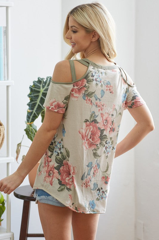 Floral Cold Shoulder Top