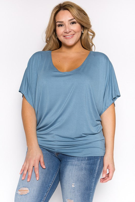 Curvy Batwing Short Sleeve Top