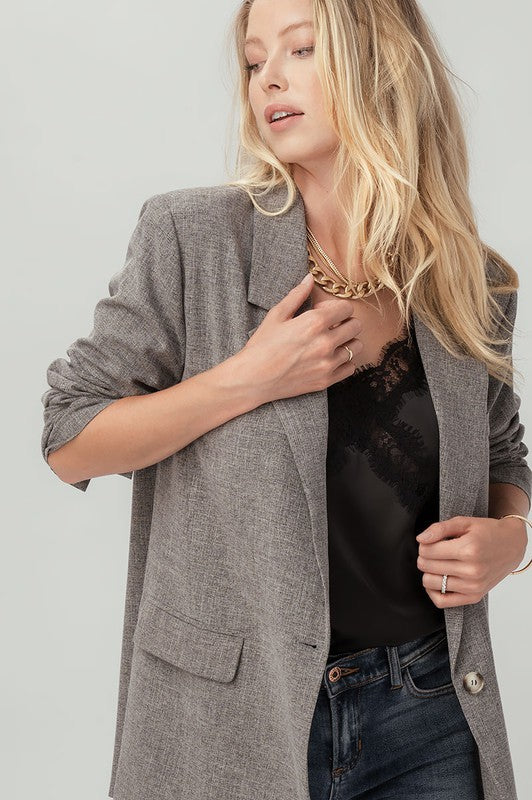 Textured Single Button Blazer