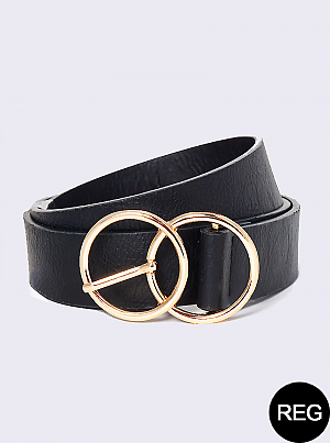 Designer Buckle Leatherette Belt