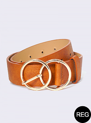 Designer Buckle Leatherette Belt