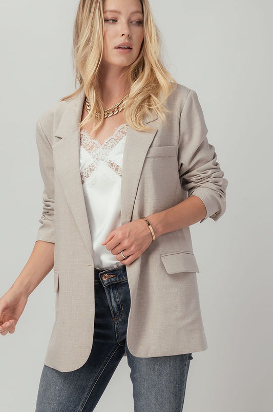 Textured Single Button Blazer