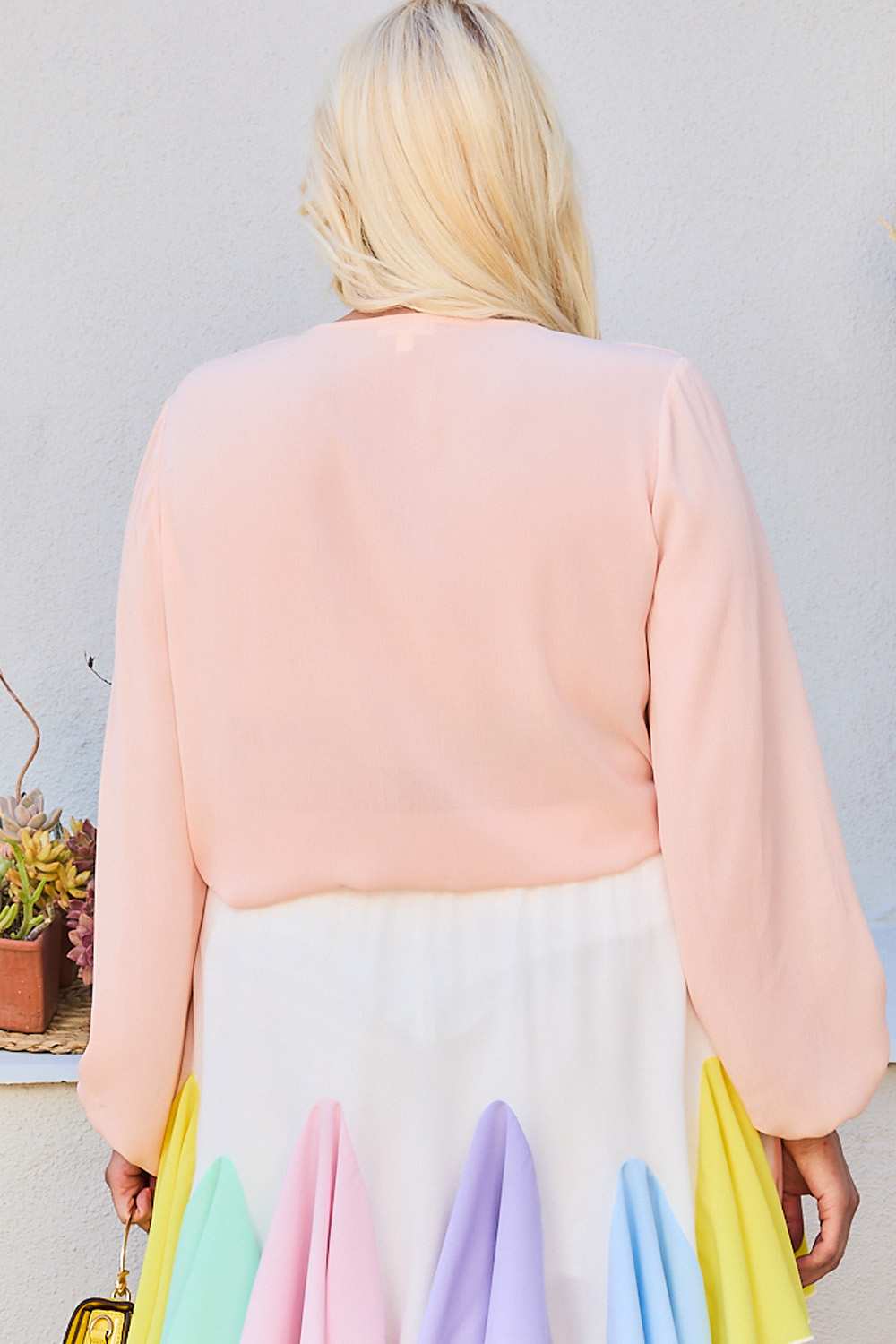 Curvy Blush Bubble Sleeve Top