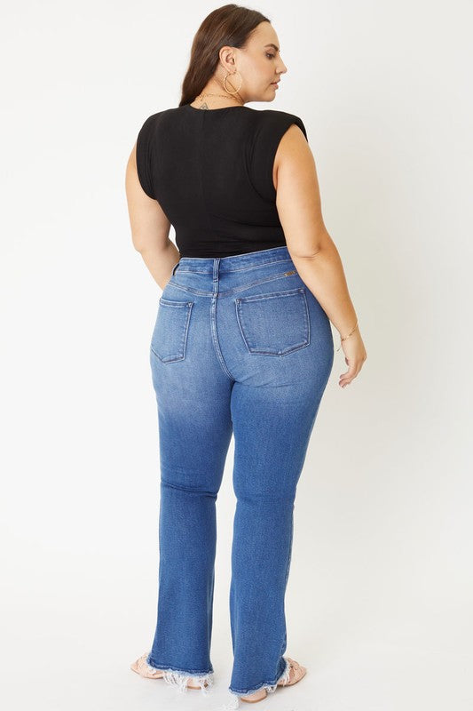 Curvy High Rise Exposed Button Bootcut