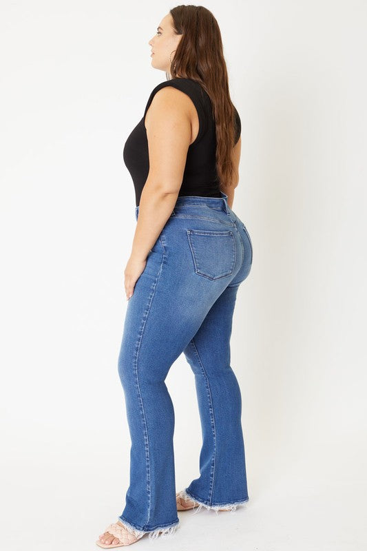 Curvy High Rise Exposed Button Bootcut