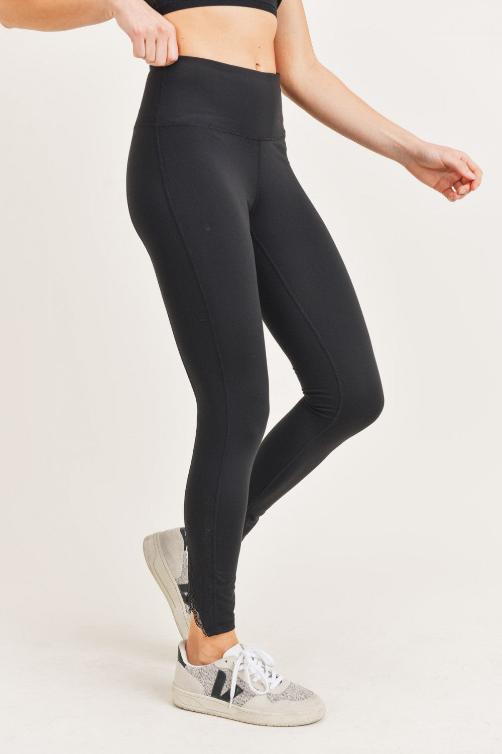 Laced Ankle High Waisted Leggings