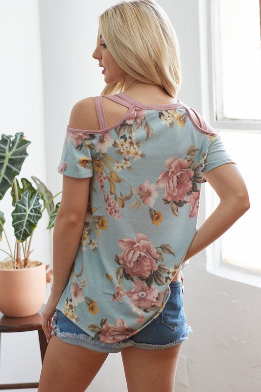 Floral Cold Shoulder Top