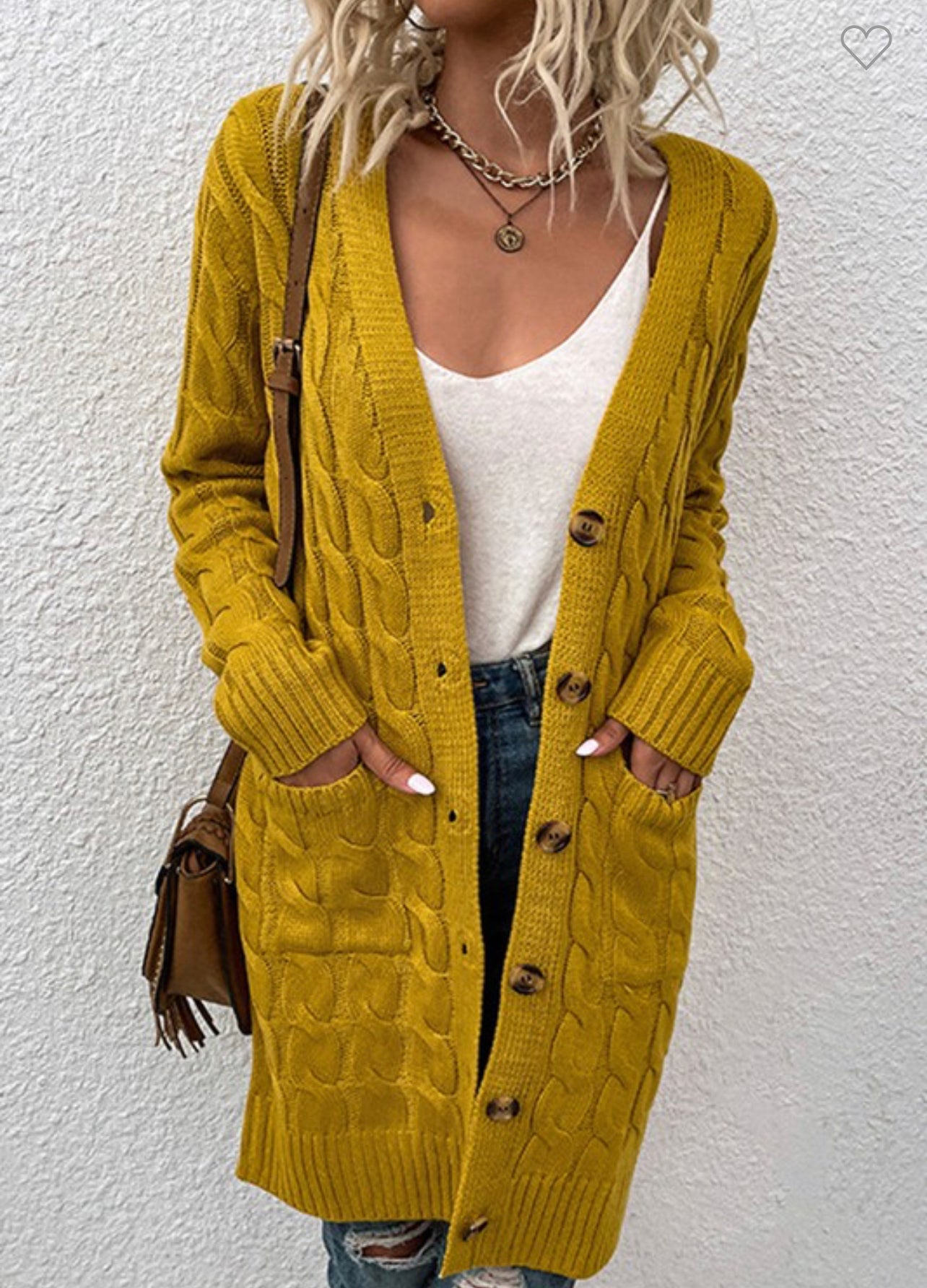 TWIST CABLE KNIT BUTTON CARDIGAN