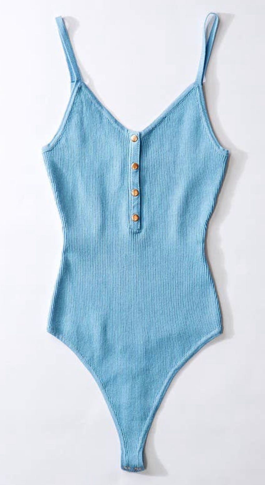 Cami Ribbed Bodysuit With Metal Button Detail