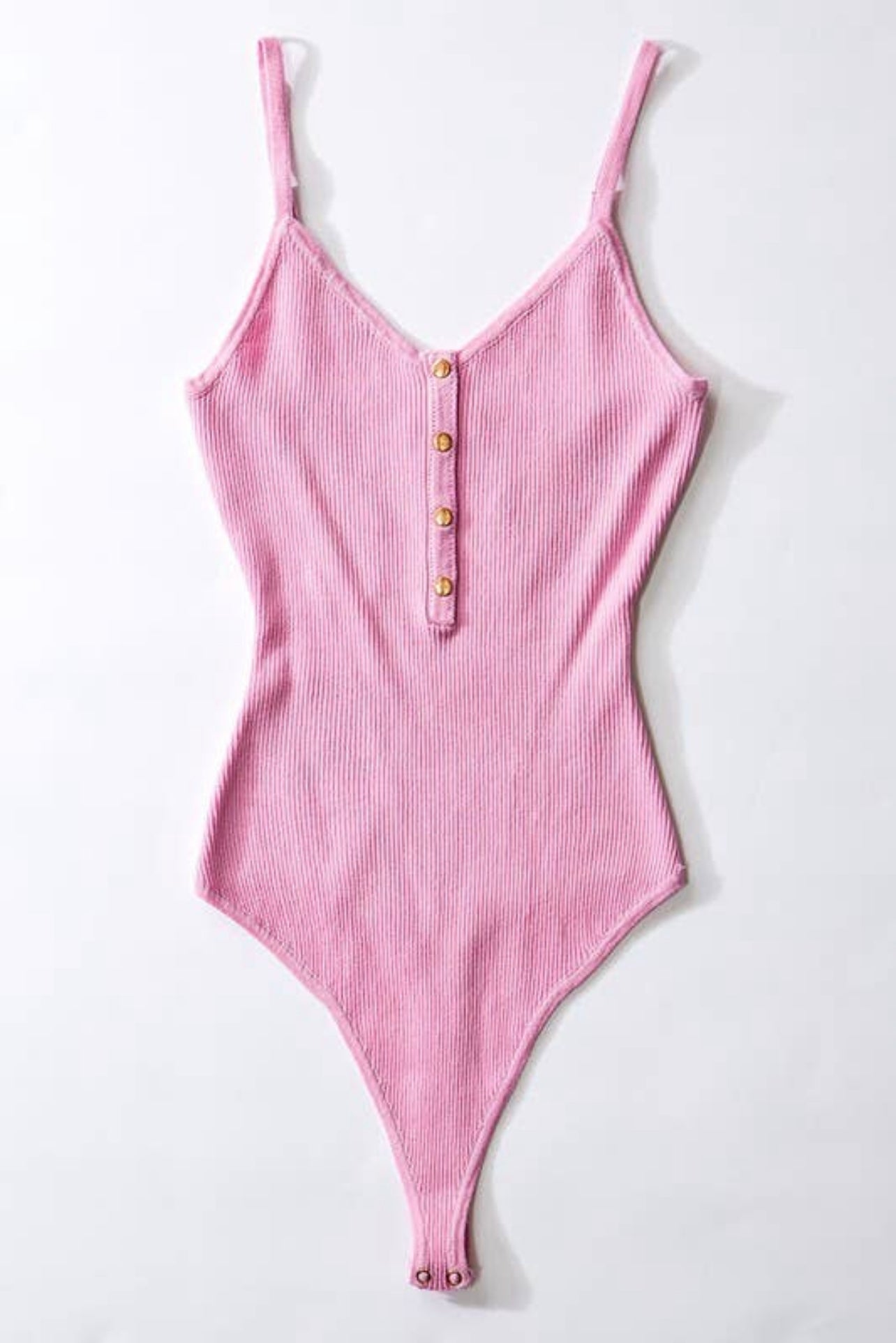 Cami Ribbed Bodysuit With Metal Button Detail