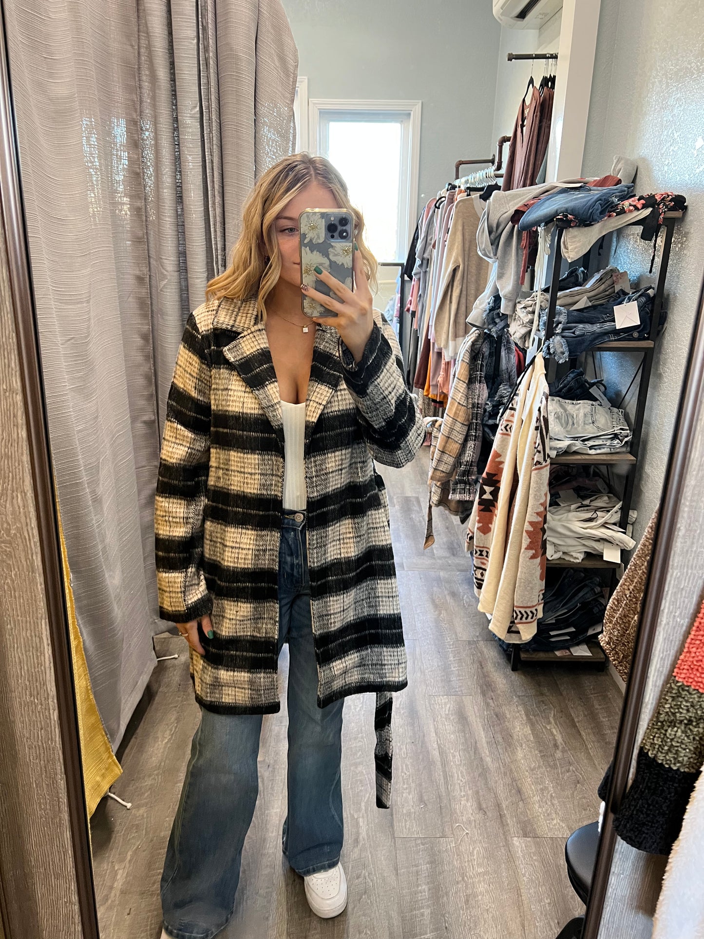 Just my type plaid print coat