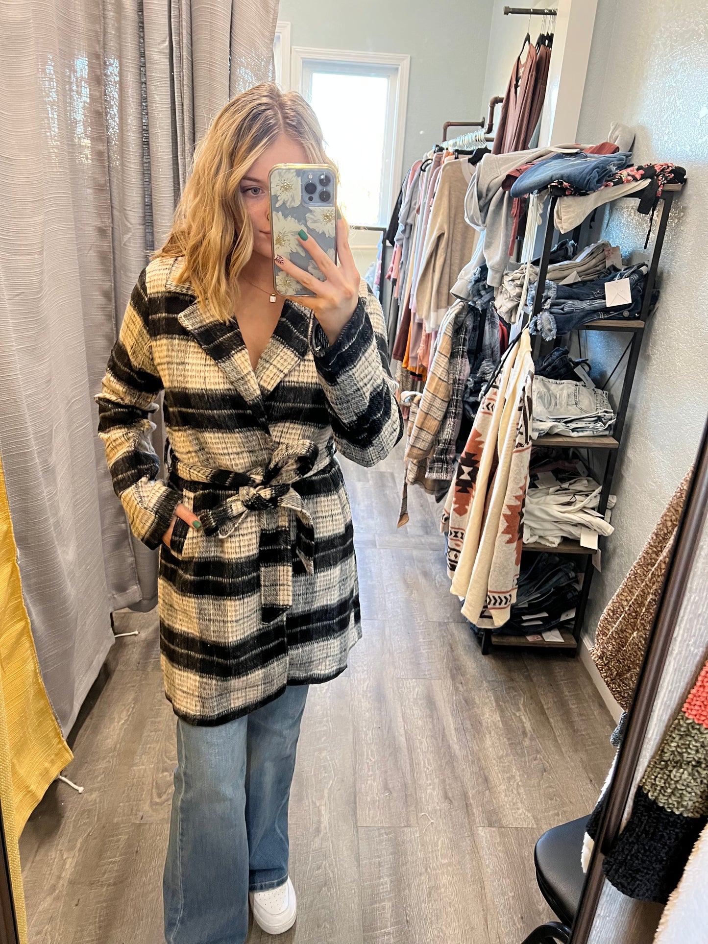 Just my type plaid print coat