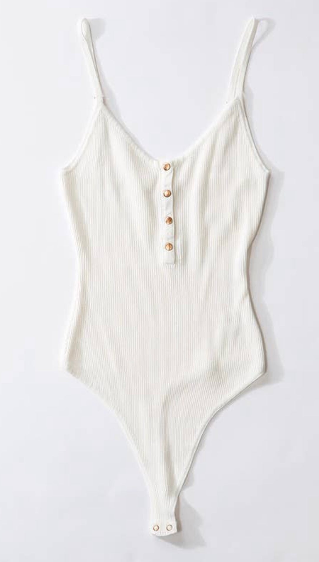 Cami Ribbed Bodysuit With Metal Button Detail