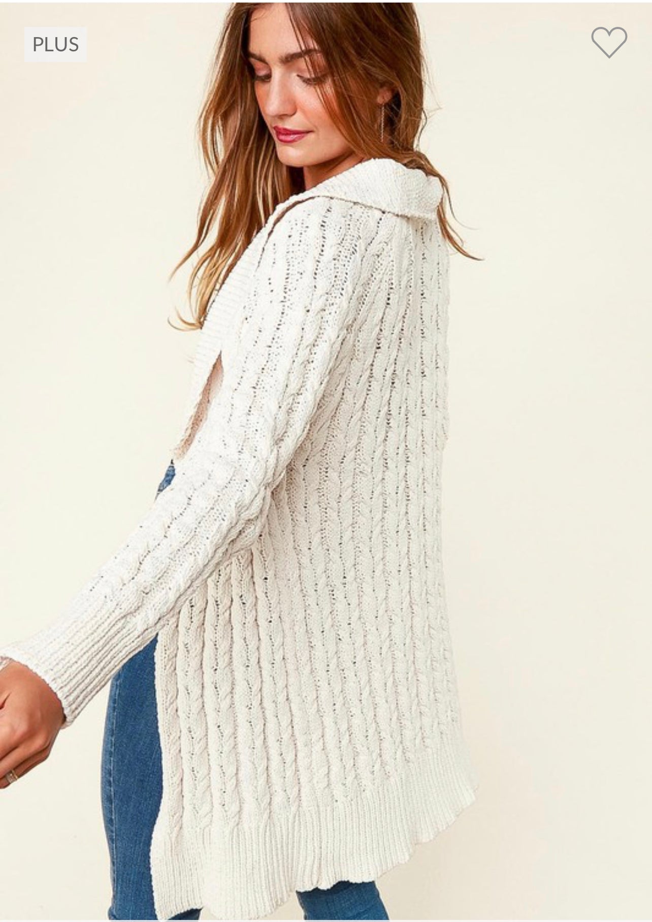 Curvy CABLE PATTERN SHAWL COLLAR SWEATER CARDIGAN