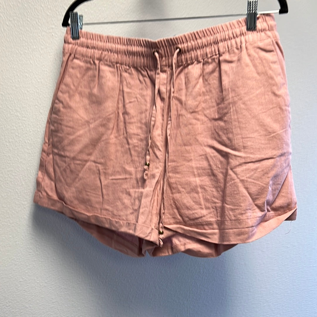 Curvy Elastic Waist Cuffed Linen Shorts