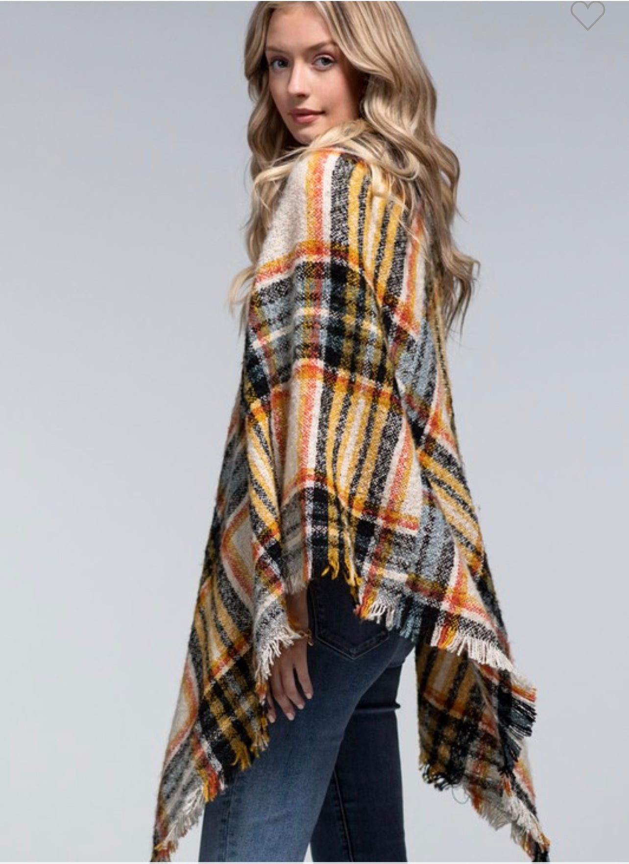 Multi Color Plaid Poncho