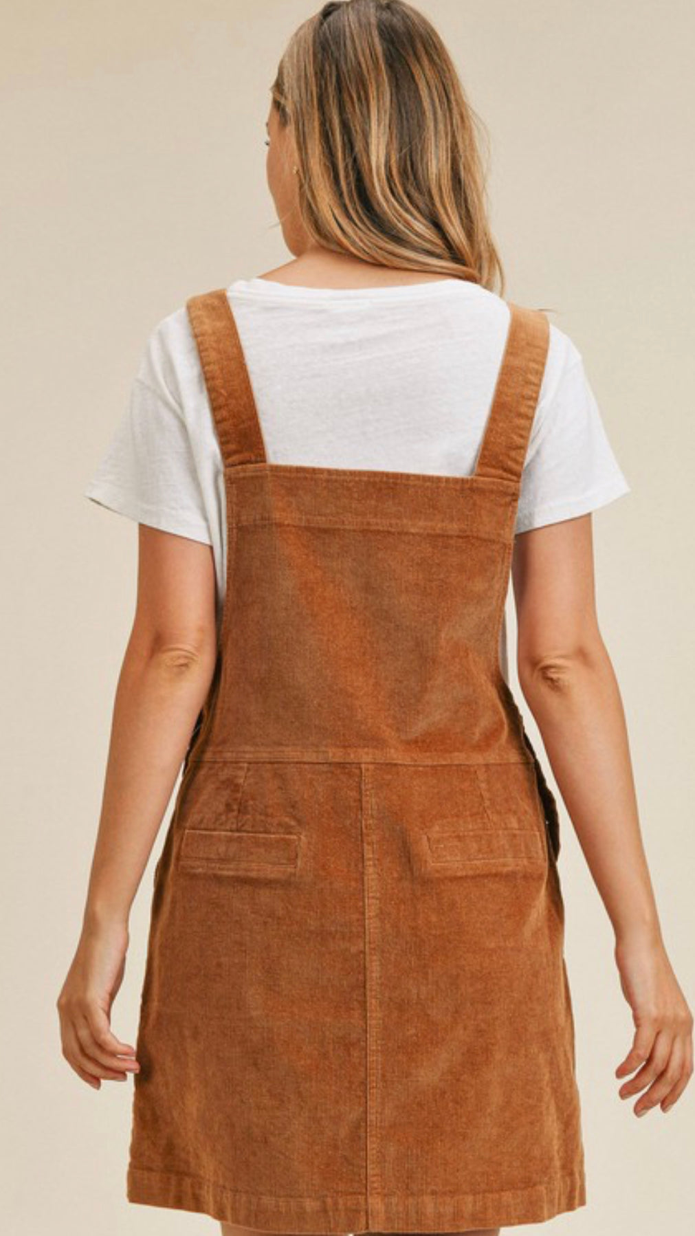 Pocket Corduroy Suspender Dress