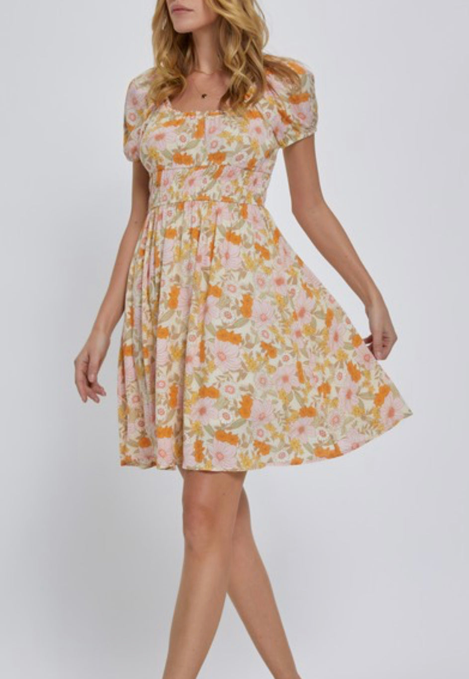 Buy she18 Backless Orange Floral Print Short Dress L at Amazon.in