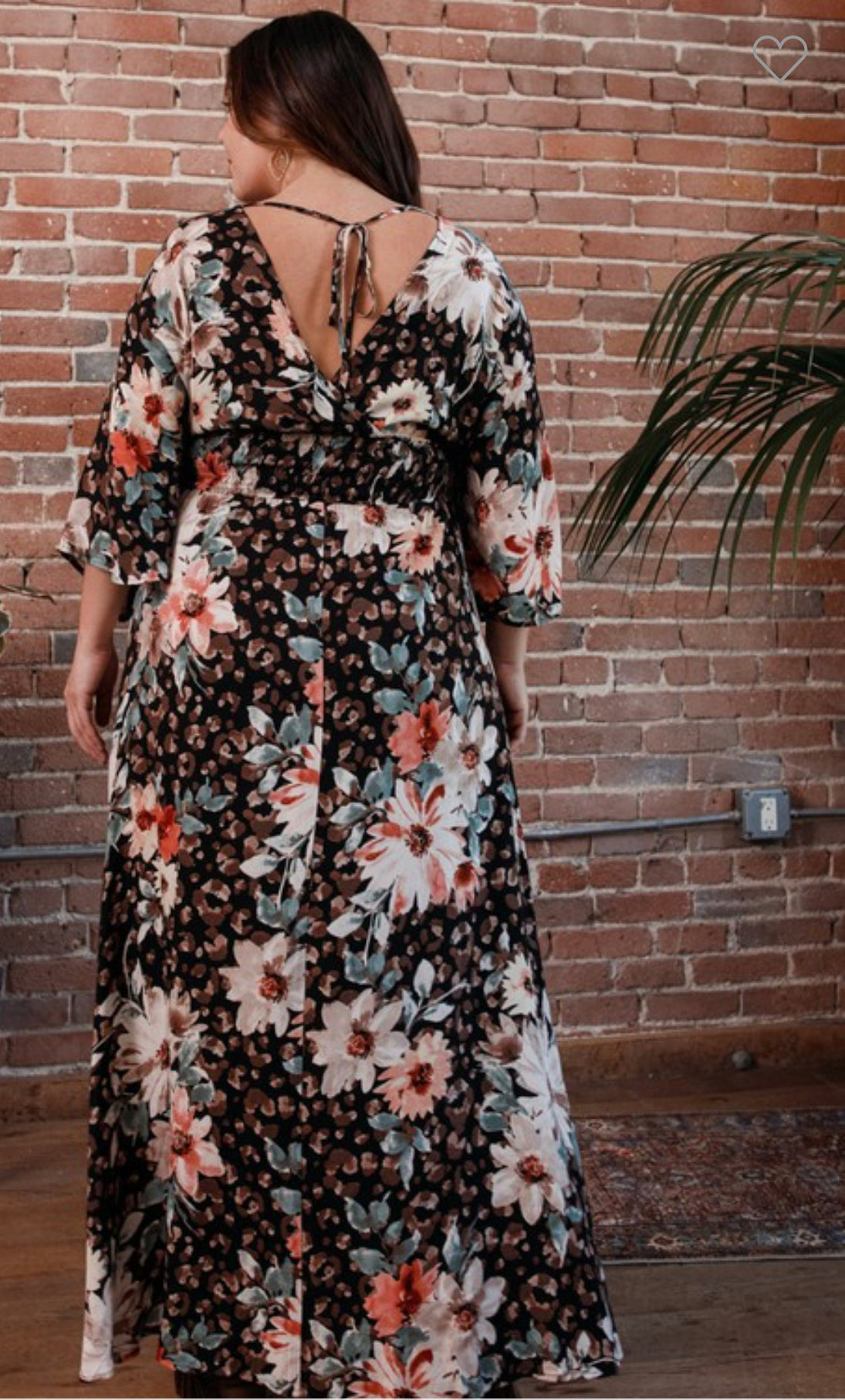 Curvy Leopard Floral Print Maxi Wrap Dress