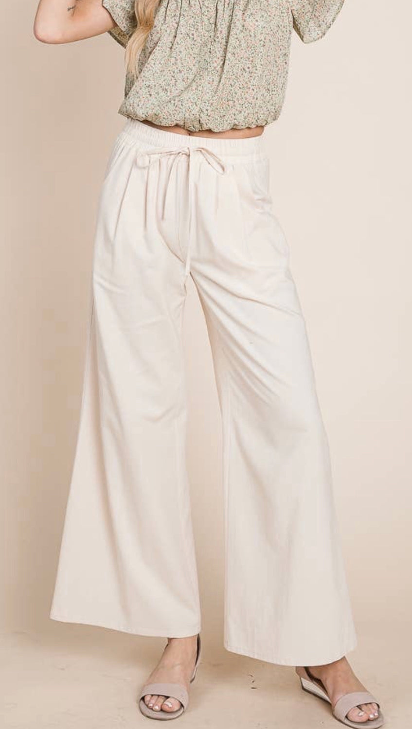 Soft Lightweight Linen-like Wide-leg Pants